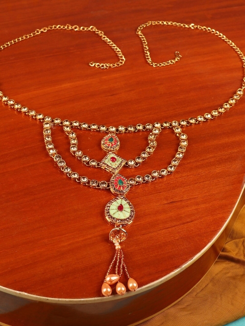 

ANIKAS CREATION Off-White Gold-Plated CZ-Studded & Beaded Kamarbandh