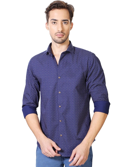 

Peter England Casuals Men Navy Slim Fit Printed Casual Shirt, Navy blue