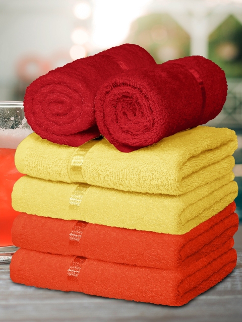 

Story@home Set of 4 Orange & Red 450 GSM Cotton Hand Towel