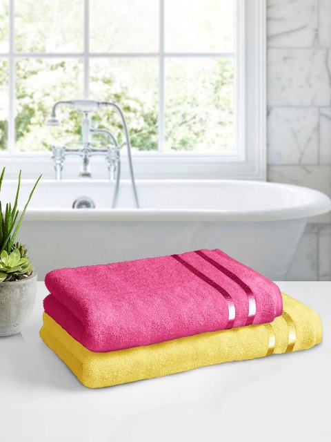 

Story@home Pink & Yellow Pack Of 2 450GSM Pure Cotton Bath Towels