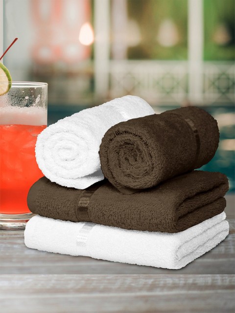 

Story@home Set of 4 White & Black 450 GSM Cotton Hand Towels