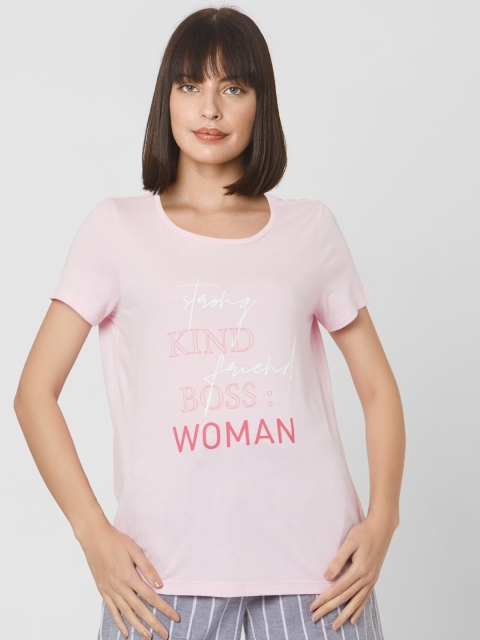 

Vero Moda Women Pink Printed T-shirt