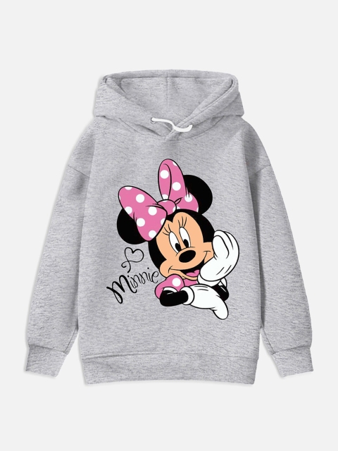 

Disney By Miss and Chief Girls Grey Minnie Mouse Printed Hooded Sweatshirt