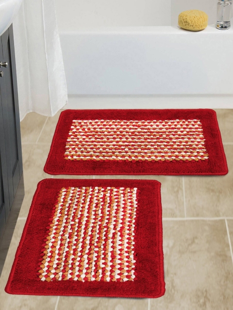 

Story@home Set Of 2 Anti-Skid Doormats, Red