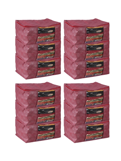 

Story@home Set Of 12 Storage Bags, Maroon