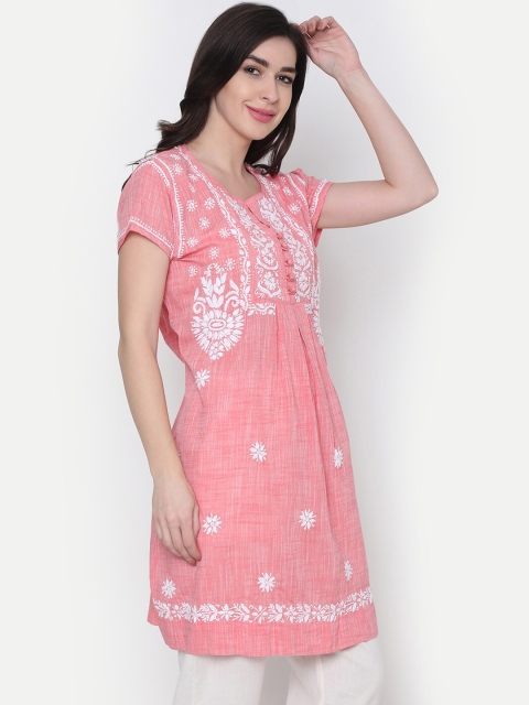 

HOUSE OF KARI Women Pink Chikankari Embroidered Tunic