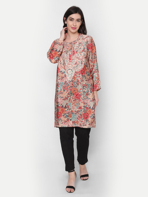 

HOUSE OF KARI Red & Beige Printed Tunic