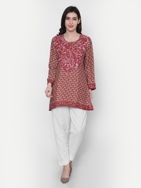 

HOUSE OF KARI Pink & Brown Embroidered Tunic