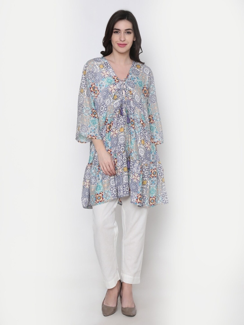 

HOUSE OF KARI Blue Floral A-Line Dress