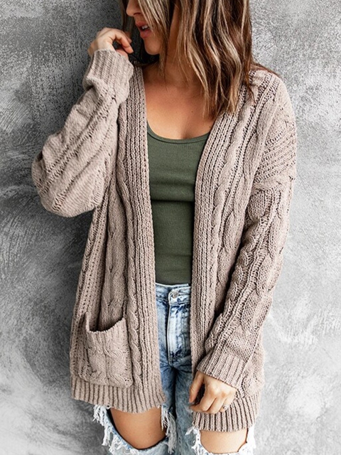 

BelleRUE Women Grey Cable Knit Sweater