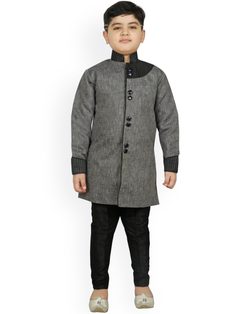 

SG YUVRAJ Boys Black & Grey Sherwani Set