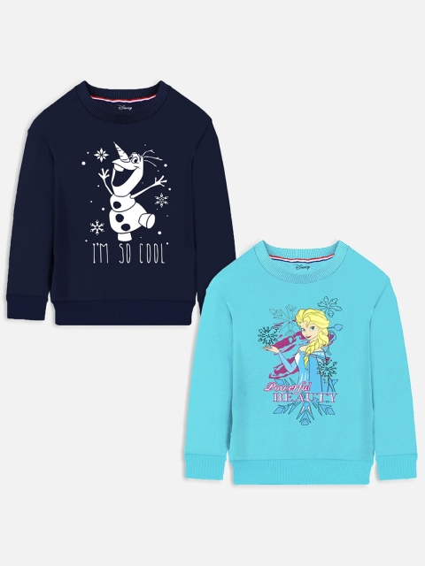 

Disney By Miss and Chief Girls Blue Printed Sweatshirt