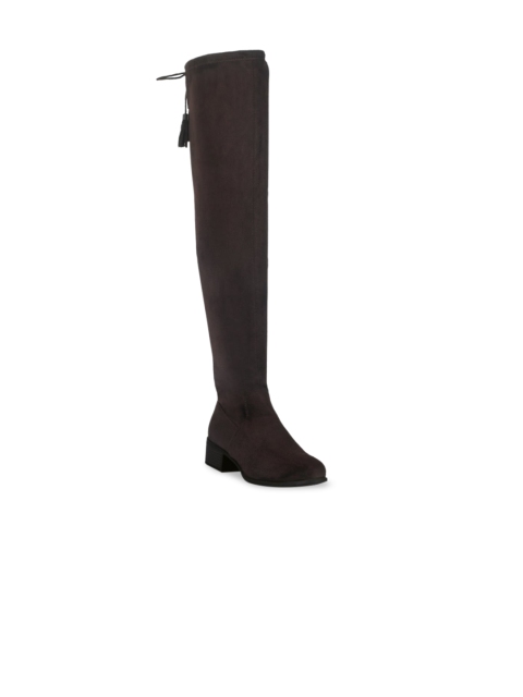 

London Rag Women Brown Leather High-Top Block Heeled Boots