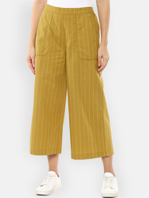 

Van Heusen Woman Women Yellow Striped Culottes Trousers