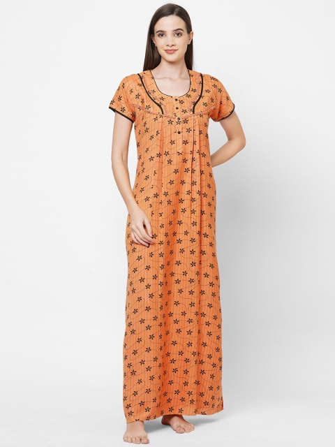 

Sweet Dreams Orange Printed Maxi Nightdress FF-300803 CC YELLOW