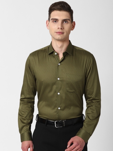 

Peter England Elite Men Olive Green Slim Fit Printed Formal Shirt