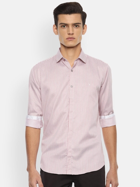 

V Dot Men Pink Slim Fit Micro Checks Checked Casual Shirt