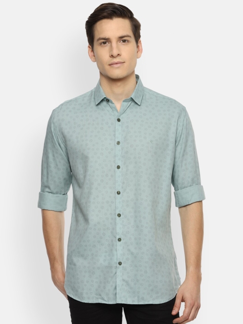 

V Dot Men Blue Slim Fit Printed Casual Shirt