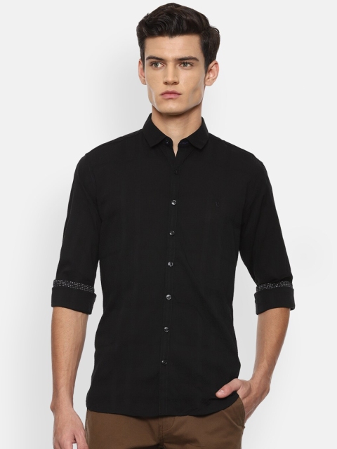 

V Dot Men Black Slim Fit Casual Shirt