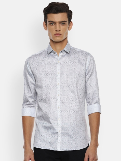 

V Dot Men Grey Slim Fit Printed Casual Shirt