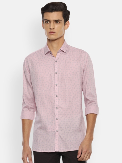 

V Dot Men Pink Slim Fit Printed Casual Shirt