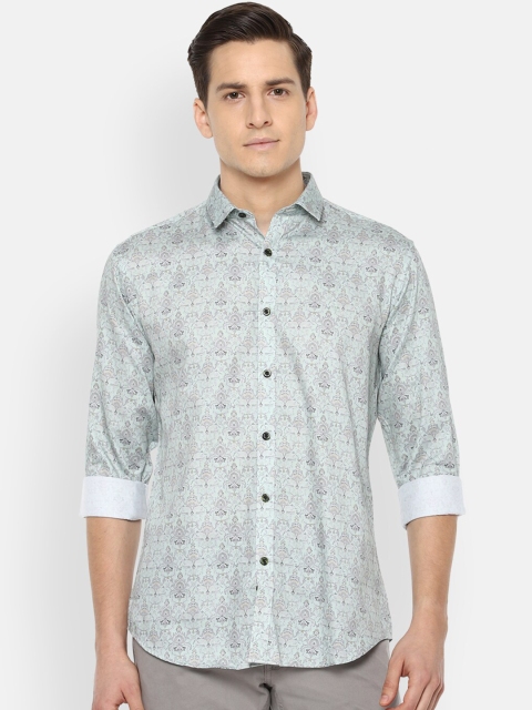 

V Dot Men Blue Slim Fit Printed Casual Shirt