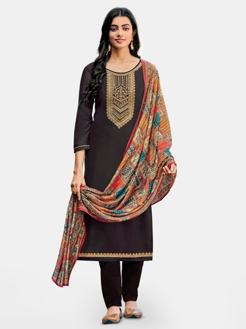 

Kvsfab Black & Blue Embroidered Pure Silk Unstitched Dress Material