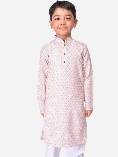 

NAMASKAR Boys Off White Geometric Kurta