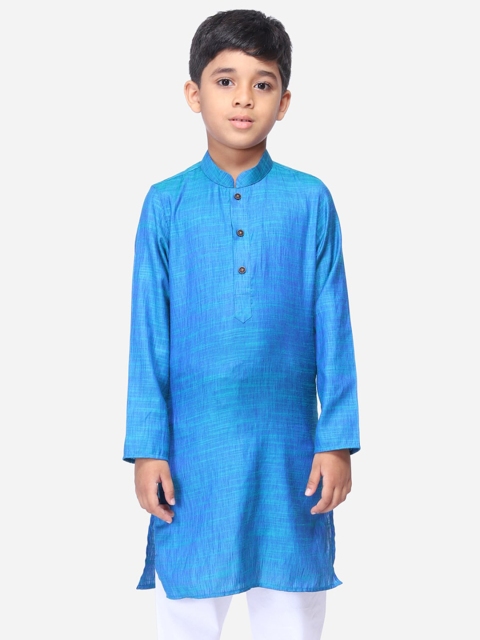 

NAMASKAR Boys Navy Blue Thread Work Kurta