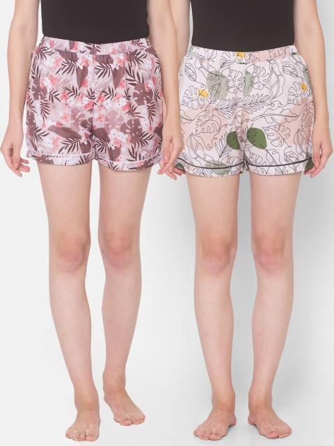 

FashionRack Women Pack of 2 Printed Lounge Shorts, Beige