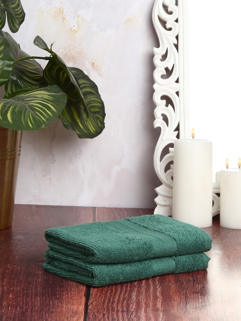 

CORE Designed by SPACES Set Of 2 Green Solid Pure Cotton 400 GSM Hand Towels