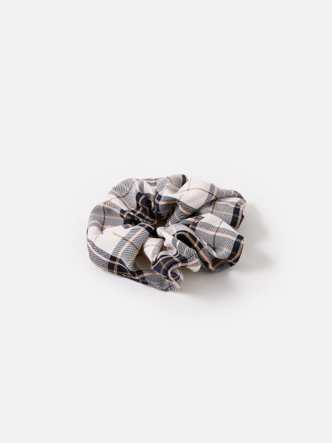 

Accessorize London Women's Check Print Scrunchie, Cream