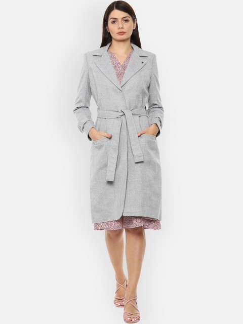 

Van Heusen Woman Women Grey Belted Longline Duster Jacket
