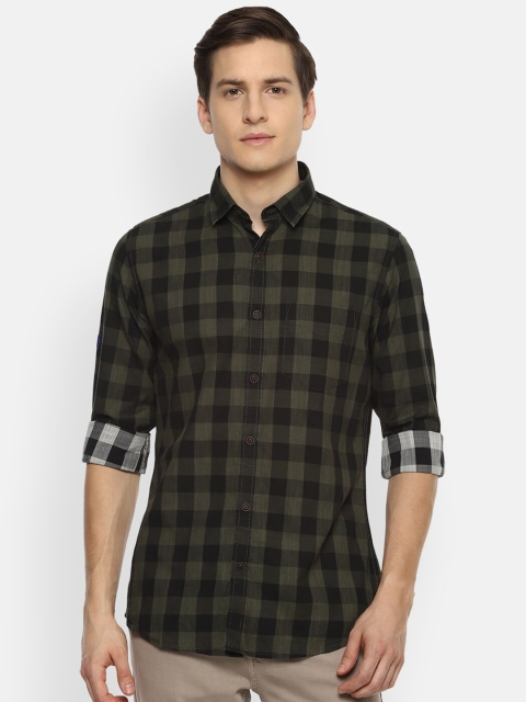 

VAN HEUSEN DENIM LABS Men Grey Slim Fit Checked Casual Shirt