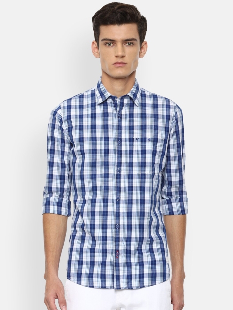 

VAN HEUSEN DENIM LABS Men Blue Slim Fit Checked Casual Shirt