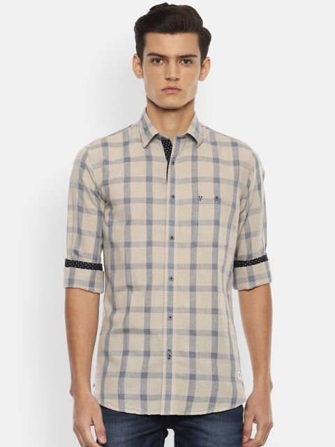 

VAN HEUSEN DENIM LABS Men Grey Slim Fit Checked Casual Shirt