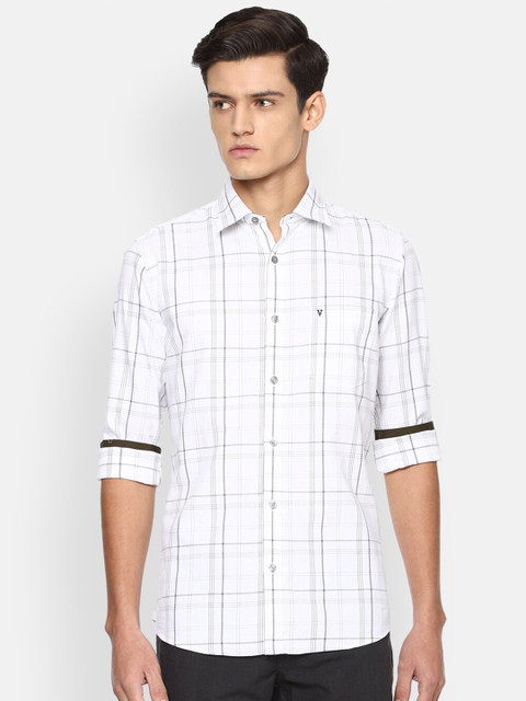 

Van Heusen Sport Men White Slim Fit Windowpane Checks Checked Casual Shirt