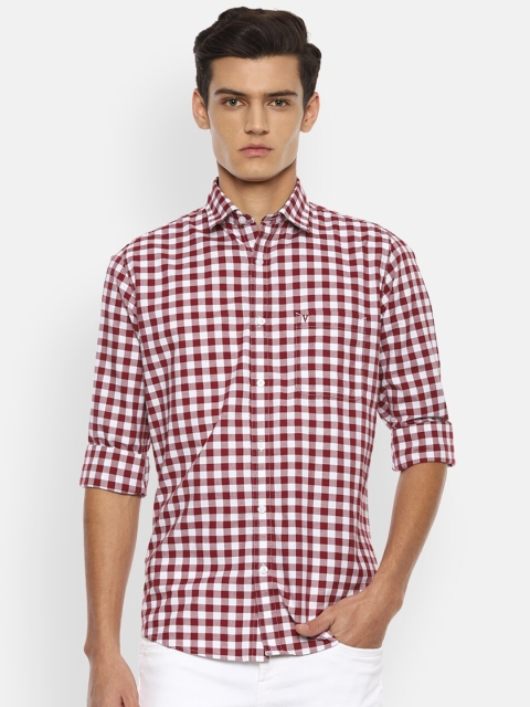 

Van Heusen Sport Men Maroon Slim Fit Gingham Checks Checked Casual Shirt