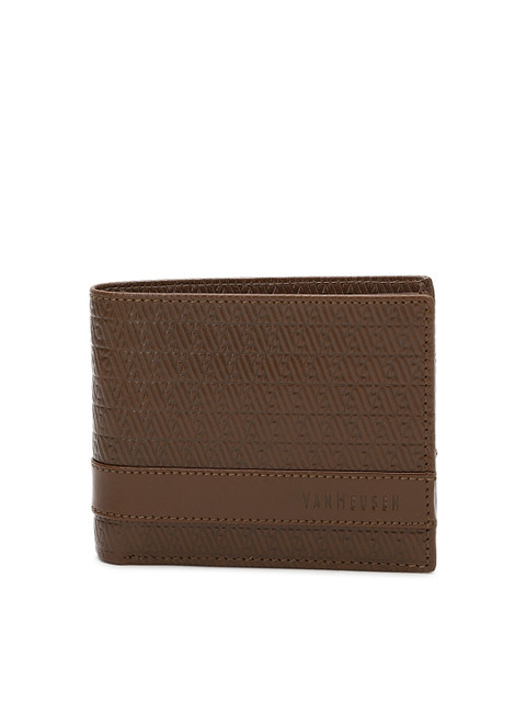 

Van Heusen Men Brown Textured Leather Two Fold Wallet