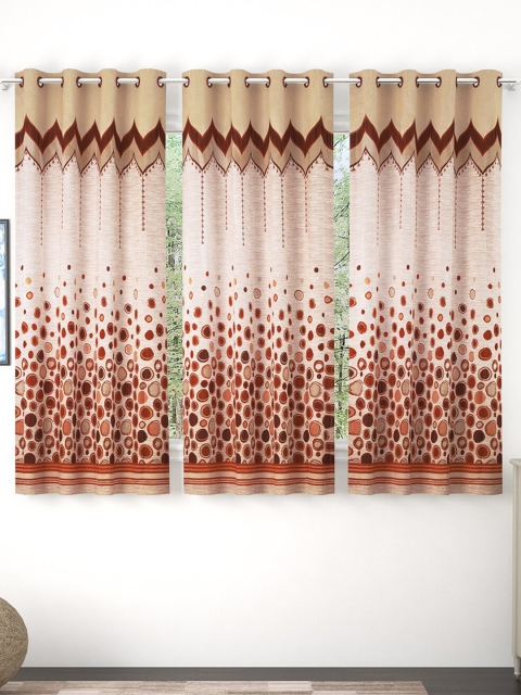 

Story@home Red & Beige Set of 3 Window Curtain
