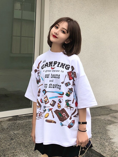 

BelleRUE Women White Printed Pockets T-shirt