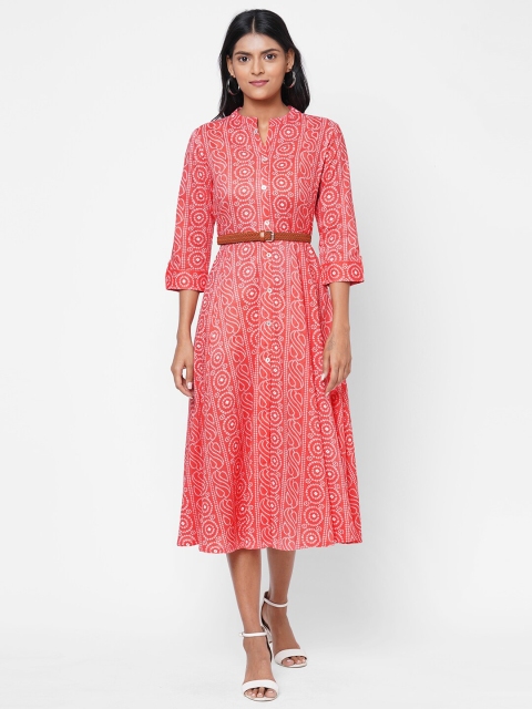 

KAMI KUBI Pink Ethnic Motifs Midi Dress