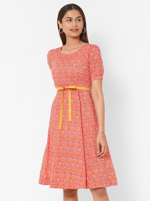 

KAMI KUBI Peach-Coloured Floral Dress