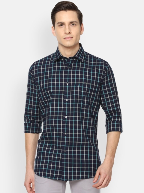 

Van Heusen Sport Men Navy Blue Slim Fit Checked Casual Shirt