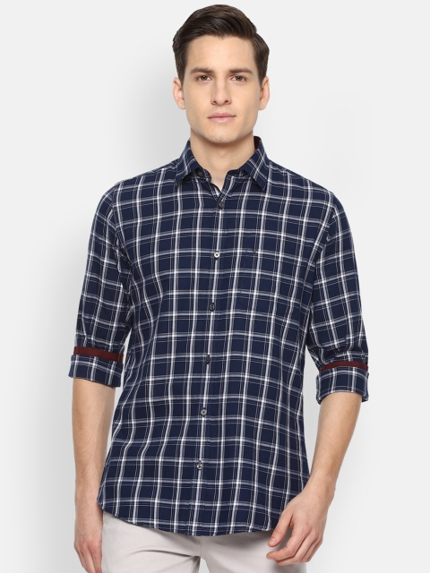 

Van Heusen Sport Men Navy Blue Slim Fit Checked Casual Shirt
