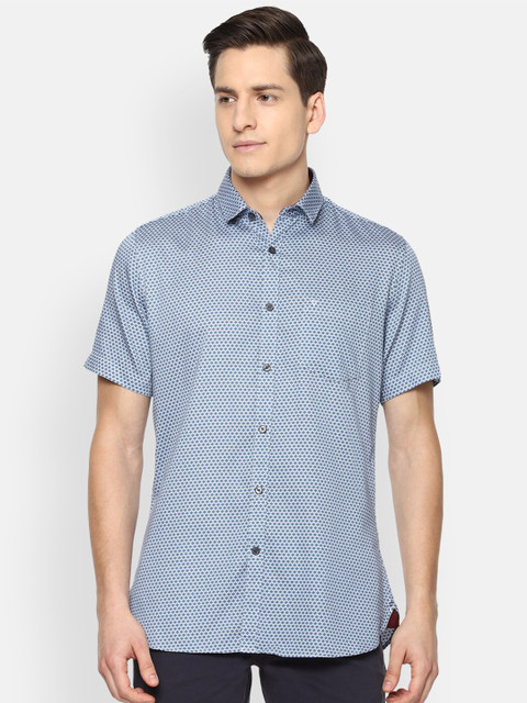 

Van Heusen Sport Men Blue Slim Fit Printed Pure Cotton Casual Shirt
