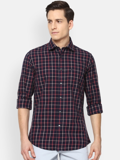 

Van Heusen Sport Men Navy Blue Slim Fit Checked Casual Shirt
