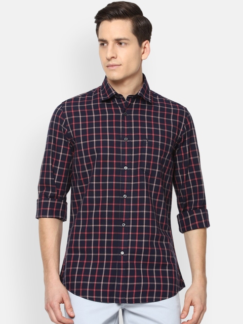 

Van Heusen Sport Men Navy Blue Slim Fit Checked Casual Shirt