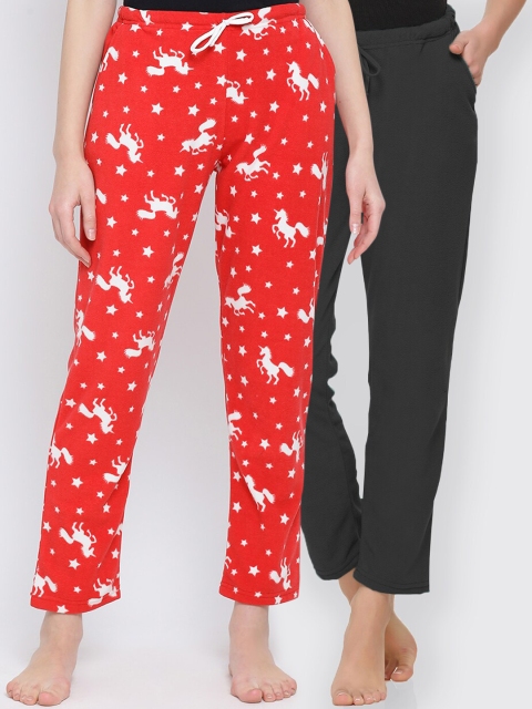 

Kanvin Women Pack Of 2 Lounge Pants, Red