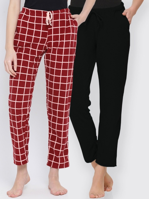 

Kanvin Women Pack Of 2 Lounge Pants, Maroon
